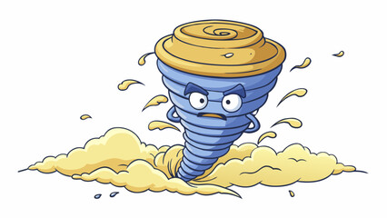 Sticker - As the tornado formed it resembled a giant vacuum ing up everything in its path with its rotating winds. The air was thick with dust and debris as the. Cartoon Vector.