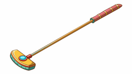 Wall Mural - putter is a lightweight instrument with a circular head and a long handle wrapped in colorful grip t