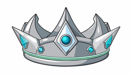 Poster - The crown was made of sleek silver with a modern and futuristic appearance. It had sharp angular curves and was adorned with glowing gems that seemed. Cartoon Vector.