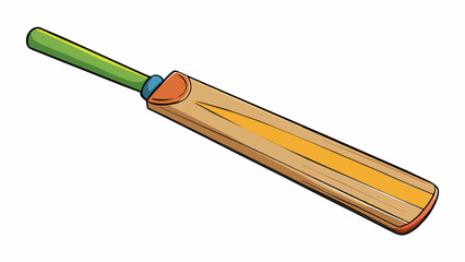 Sticker - The edges of the cricket bat are slightly curved and raised giving it a distinct shape and providing a better chance of hitting the ball. The toe of. Cartoon Vector.