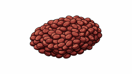 Canvas Print - These small speckled lentils are a mix of deep maroon and light brown hues and have a tender meltinyourmouth quality when cooked.  on white. Cartoon Vector.