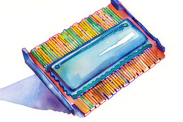 Minimalistic watercolor of Random Access Memory (RAM) on a white background, cute and comical.