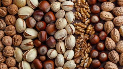 Sticker - Variety of nuts, hazelnuts, walnuts, pistachios, almonds and pecans