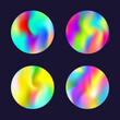 Holographic abstract backgrounds set. Gradient hologram. Retro holographic backdrop. Minimalistic 90s, 80s retro style graphic template for brochure, banner, wallpaper, mobile screen.