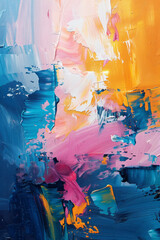 Aufkleber - An abstract expressionist painting, using soothing colors and gentle strokes to evoke feelings of peace and safety,