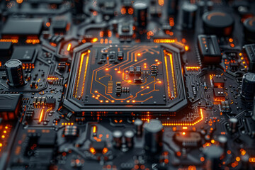 Aufkleber - A close-up view of a circuit board, with intricate pathways and nodes highlighted to show data flow,