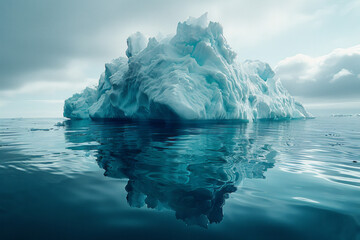 Wall Mural - A conceptual image of an iceberg, with visible and submerged portions, representing hidden water resources,