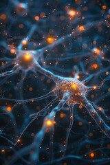 Leinwandbilder - A digital illustration of a network of neurons where each connection is formed by words, symbolizing the power of communication in human thought,