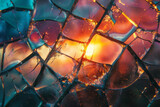 A depiction of a shattered mirror, with the cracks emanating light in a spectrum of colors, illustrating breaking past the reflections of societal expectations,