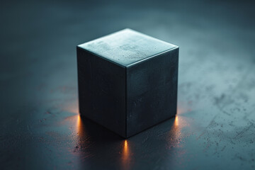 Poster - A graphic representation of an isometric view of a cube, using light gray lines on a dark gray background to suggest three-dimensionality,