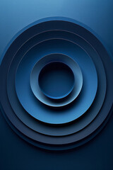 Poster - A minimalist depiction of overlapping rings, each ring a different shade of blue, symbolizing harmony and continuity,