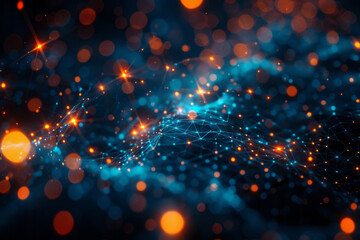 Poster - A design featuring a network of moving electric currents, symbolizing the interconnectedness of modern technology,