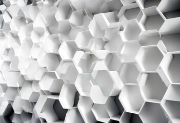 Wall Mural - 'white architectural wall pure canvas background motion waving random pattern grid hexagonal minimal