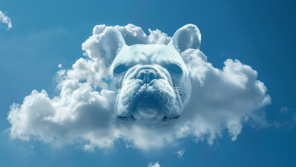 Cloud shape of a French Bulldog on the blue sky