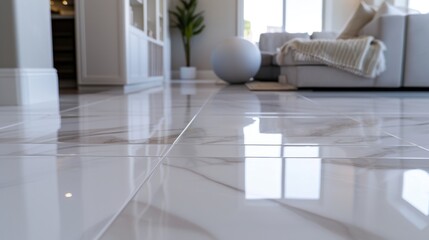 Wall Mural - Floor tiles, grout lines and edges of each tile are carefully smoothed and aligned