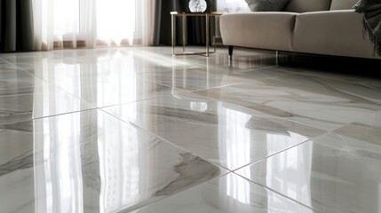 Wall Mural - Floor tiles, grout lines and edges of each tile are carefully smoothed and aligned