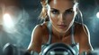 Woman engaging in indoor cycling for fitness and wellness. Concept Indoor Cycling, Fitness, Wellness, Women's Health, Exercise Goals