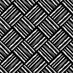 Hand drawn grunge style weaving seamless pattern. Black and white vector wicker texture. Geometric simple print. Modern print for textile, fabric, wallpaper, wrapping, scrapbook and packaging