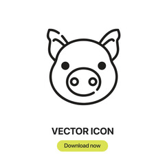 Fototapete - Pig icon vector. Linear-style sign for mobile concept and web design. Pig symbol illustration. Pixel vector graphics - Vector.	
