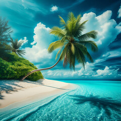 Wall Mural - picture of a palm-treed island