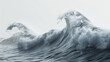 A misty silver tide wave isolated on solid white background.