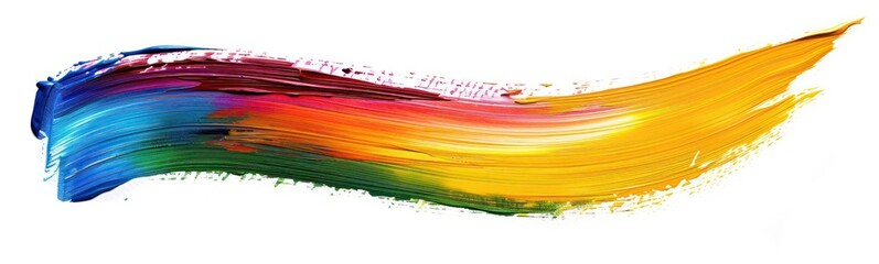 multicolored paint brush stroke banner isolated on a white background 