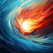  Illustration of colorful abstract painting with sun
