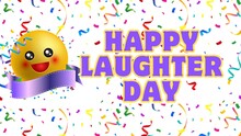Happy Laughter Day, Title: World Laughter Day, Happ Kids, Happy World, Beautiful Yellow Background Art With Confetti Art