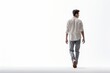 © Nico - A man wearing a white shirt and jeans walked over against a white background