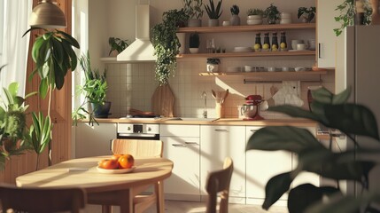 Wall Mural - small open space kitchen interior design 