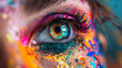 Multi collared creativity in close up human eye