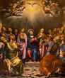 MILAN, ITALY - MARCH 6, 2024: The painting of Pentecost in the church Basilica di Santa Eufemia by Simone Peterzano (1535 – 1599).
