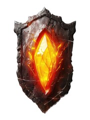 magical shield gaming asset with a light aura isolated on a white background