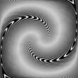 Vortex Whirl Movement Design. Wavy Lines Halftone Op Art Pattern. 3D Illusion. Abstract Textured Black and White Background. 