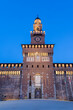 MILAN, ITALY - MARCH 4, 2024: Sforza castle - Castello Sforzesco at dusk