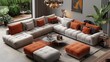 Sectional Sofa Versatile Arrangement: An illustration demonstrating the versatile arrangement options of a sectional sofa
