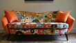 Vintage Sofa Retro Charm: Images of retro sofas with vibrant colors