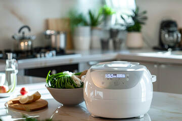 Wall Mural - A modern rice cooker with a digital control panel, offering precise control over cooking settings.