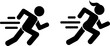© JasimMughal - Fast running man and woman icon isolated on white background. People symbol. Vector illustration.