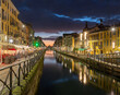MILAN, ITALY - MARCH 6, 2024: The Navigli at dusk.