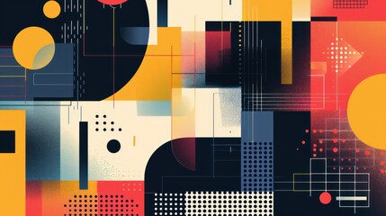 Poster - abstract geometric illustration wallpaper with vivid colors and artistic composition