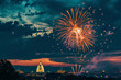 Fireworks Show over DC Monuments on July Fourth