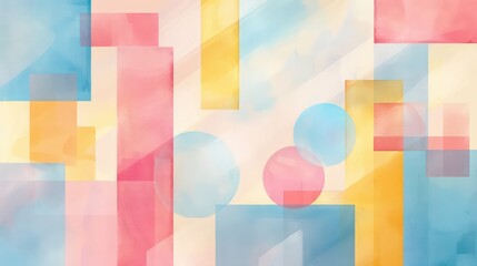 Wall Mural - abstract geometric illustration background with simple untangled composition and funny pastel colors 