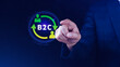 B2C, Business to customer marketing strategy concept. Businessman touching with virtual B2C icon for business strategy, communication, feedback, online marketing, Ecommerce marketing strategy.