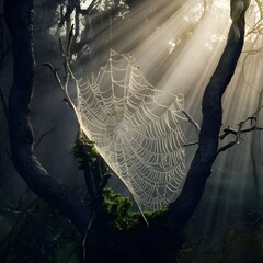 spider web with dew drops