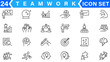 © Muhammad A. grapix - Teamwork line icons set. Businessman outline icons collection. Work group and human resources. Business teamwork, human resources, meeting, partnership, meeting, work group, success
