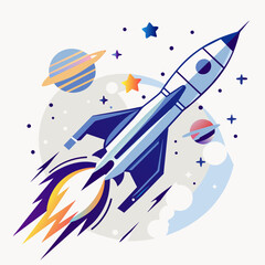 Wall Mural - Rocket, space ship, vector, illustration concept of business product on a market. EPS version.