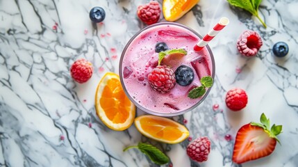 Wall Mural - Berry Burst Bliss: A Vibrant Smoothie Creation