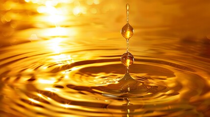 Sticker - Golden water ripples and droplets, capturing the serene beauty of liquid in motion.