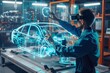 © Yurij - Automotive engineer at futuristic assembly line using advanced technology for car manufacturing